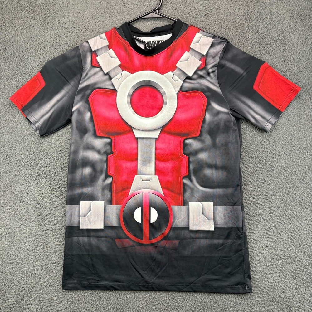 Marvel Deadpool Mad Engine Mens Large Red Black Costume Graphic‎ T-Shirt L